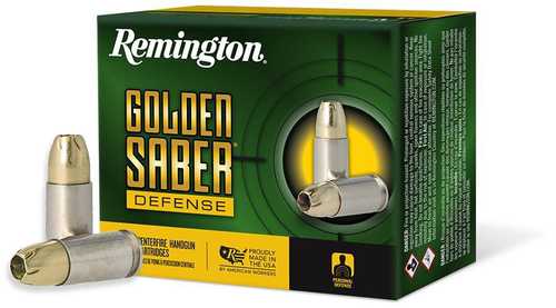 Remington Golden Saber Defense 9mm +P 124 Grain Brass Jacketed Hollow Point 20 Rounds